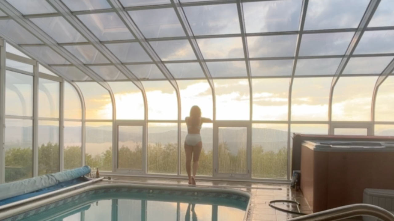 indoor pool mountaintop Airbnb Maine slow travel solo trip