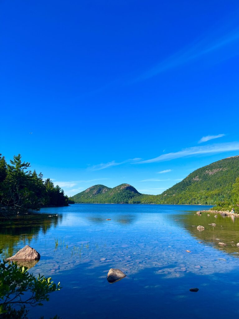 Jordan Pond Acadia National Park Maine crystal clear water and mountains